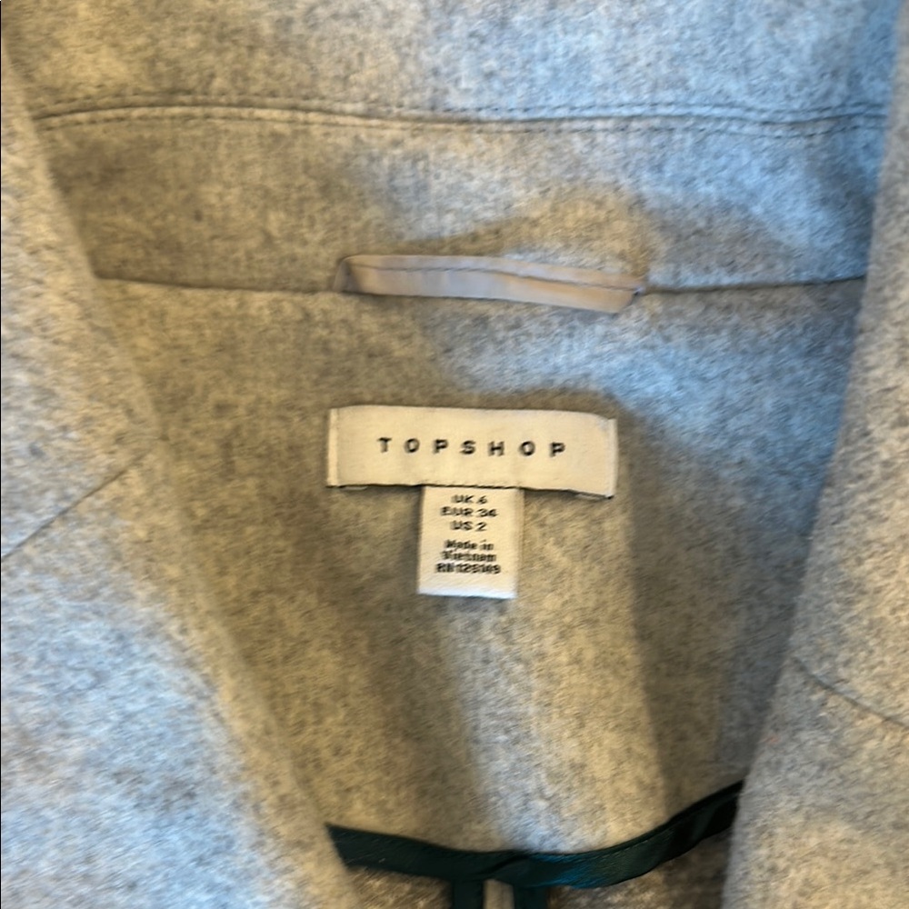 Topshop Gray Trench Coat with Oversized Fit and Long Sleeves - Picture 2 of 2